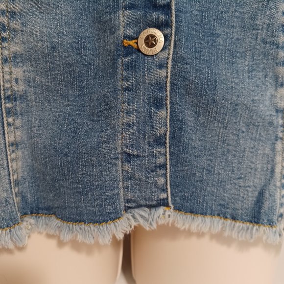 Vintage Carolina Blues Denim Shirt XL Raw Edges Button Down Short Sleeve Western - Picture 7 of 12
